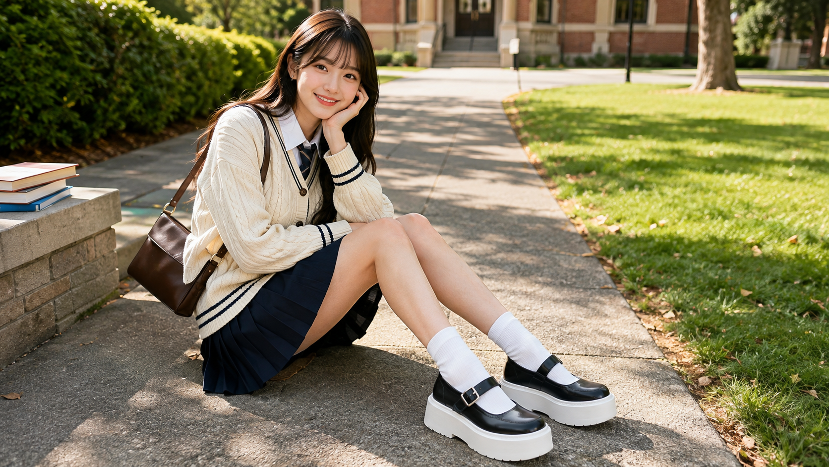 Cute Platform School Mary Jane Sneakers Height
